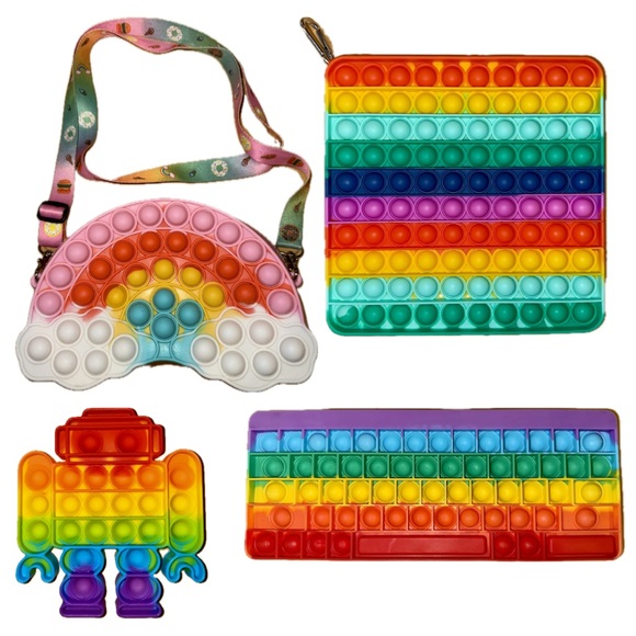 Bundle of 4 Colorful Pop Fidget Toys 🌈🤖 - Picture 1 of 12